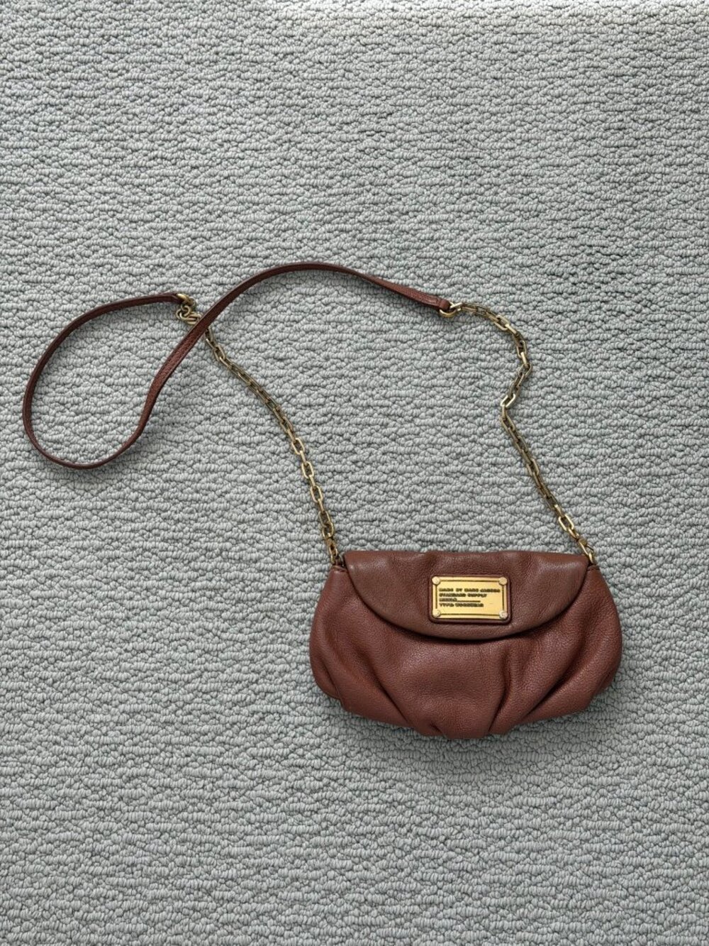 Marc by Marc Jacobs Crossbody Bag Brown Leather Gold Chain